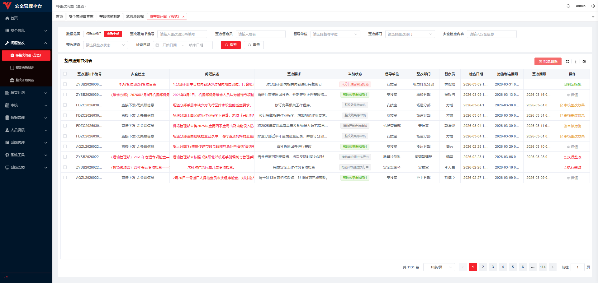 问题整改 · 闭环追踪